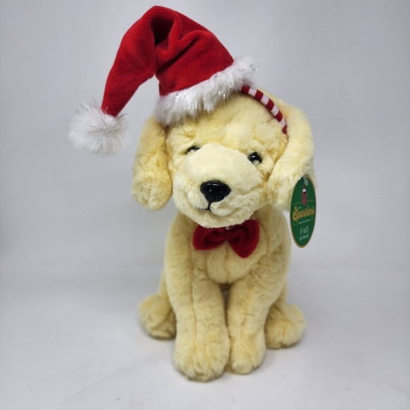 FAO Schwarz Other - FAO Schwarz Labrador with Santa Hat 12" Stuffed Animal | New | Plush Stuffed Pet
